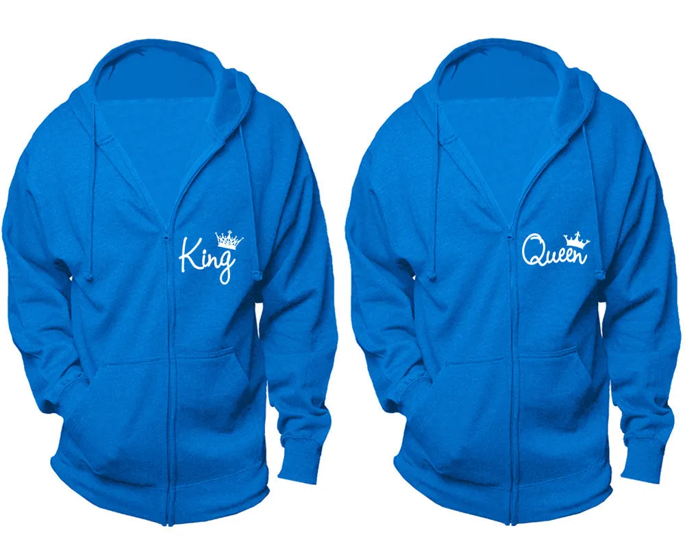 King & Queen Couple Matching Zipper Hoodies – Unisex, Sold Separately in All Sizes, Stylish and Comfortable