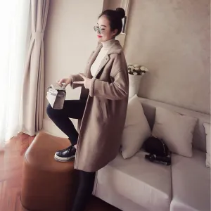 Lambs wool Coat U-SWEAR 2018 Winter New Korean Lamb Hair Lapels Long Woolen Coat