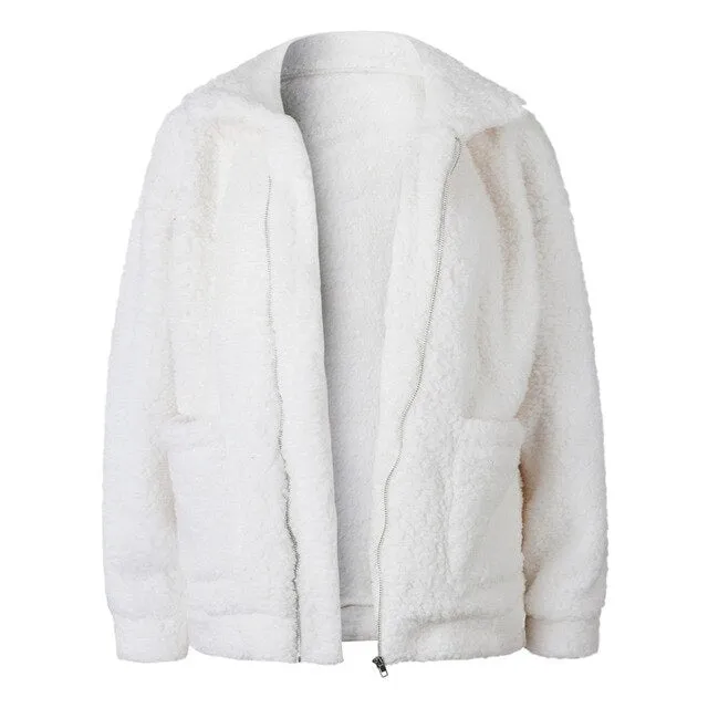 Lambs wool Coat Warm Thick Teddy Coat Female Casual Overcoat Oversize Outerwear