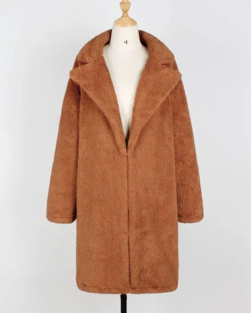Lambs wool Coat  Winter Thick X-Long Teddy Coat Women High Street Oversize Teddy Jackets and Coats Lad