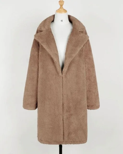 Lambs wool Coat  Winter Thick X-Long Teddy Coat Women High Street Oversize Teddy Jackets and Coats Lad