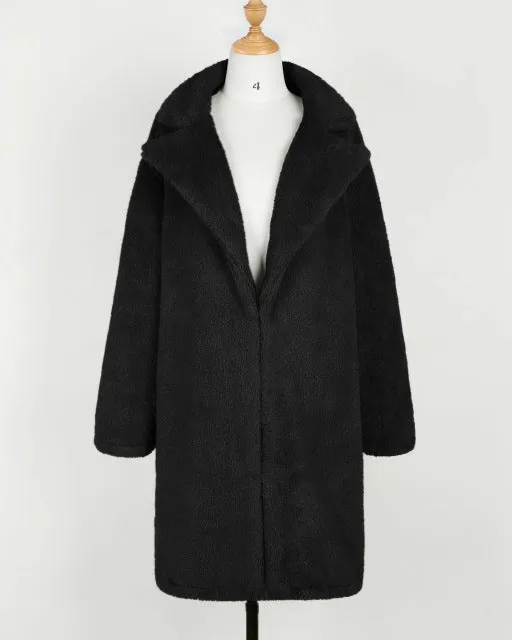 Lambs wool Coat  Winter Thick X-Long Teddy Coat Women High Street Oversize Teddy Jackets and Coats Lad
