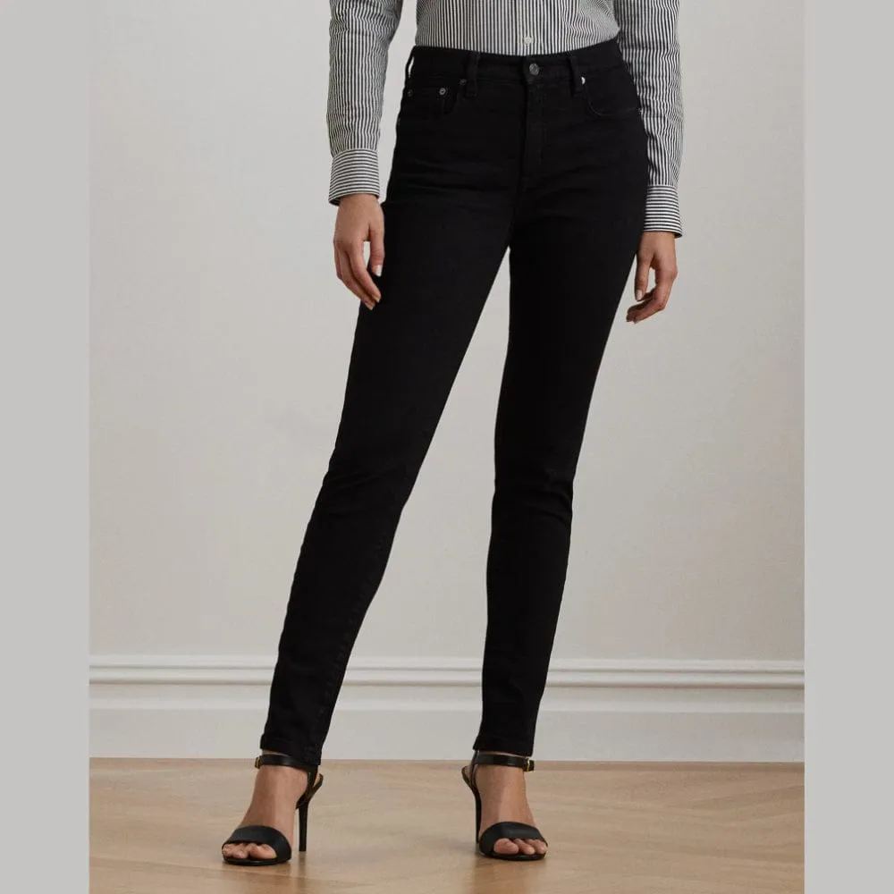 Lauren Ralph Lauren High-Rise Skinny Ankle Jean In Black Wash