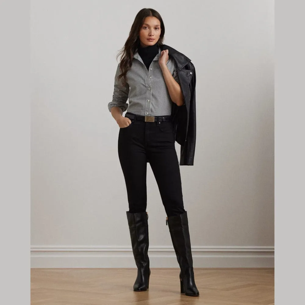 Lauren Ralph Lauren High-Rise Skinny Ankle Jean In Black Wash