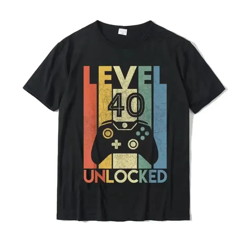Level 40 Unlocked Funny Video Gamer 40th Birthday Gift T-Shirt – Men’s Party Graphic Tee, Wholesale Fashion Shirt