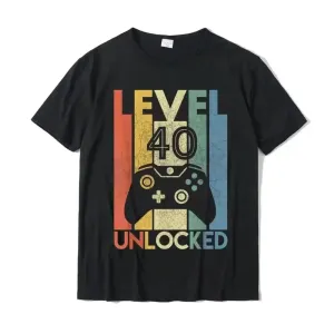 Level 40 Unlocked Funny Video Gamer 40th Birthday Gift T-Shirt – Men’s Party Graphic Tee, Wholesale Fashion Shirt