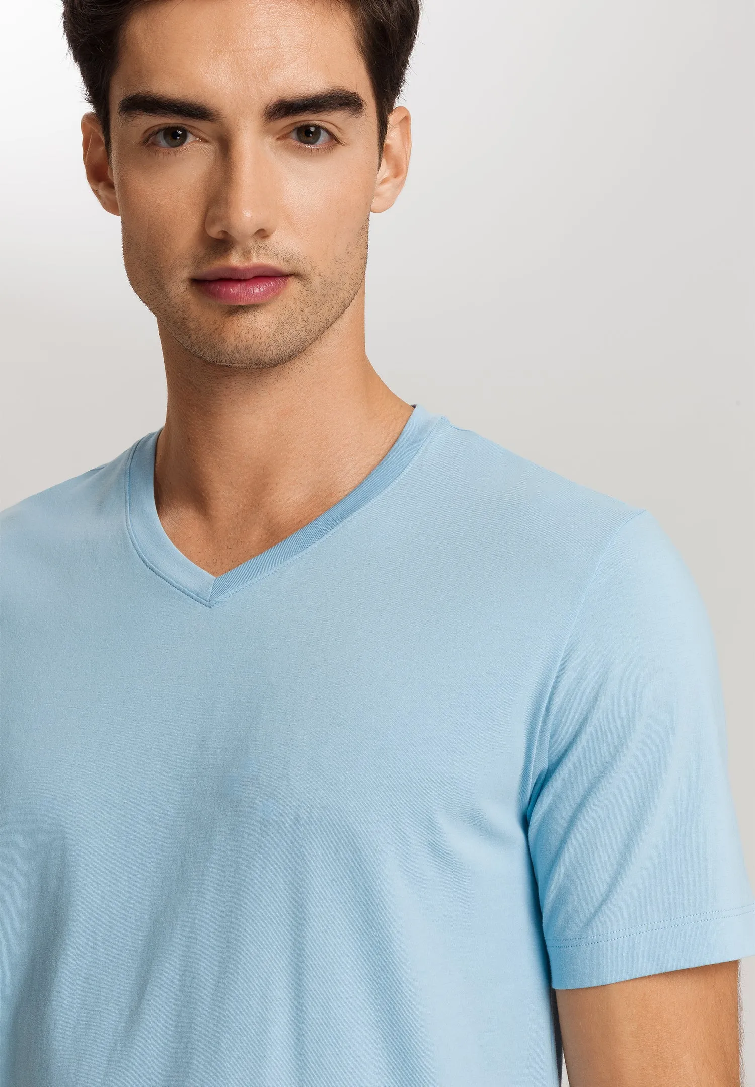 Living Shirts Cotton V-Neck T-Shirt | Clear Blue 75051-2590