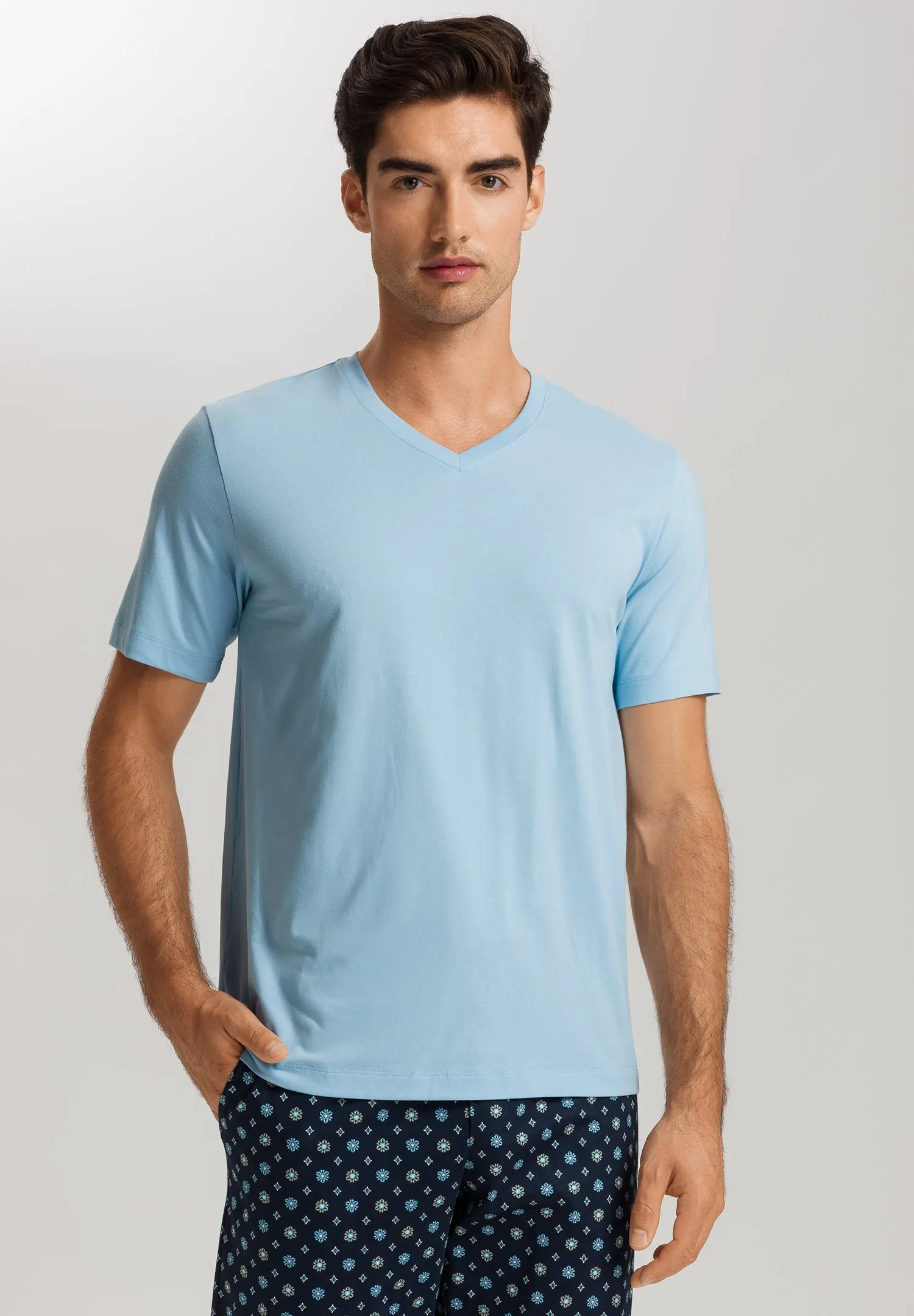 Living Shirts Cotton V-Neck T-Shirt | Clear Blue 75051-2590