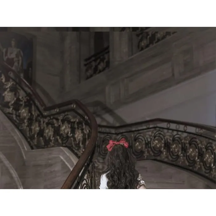Lolita Puff-Sleeve Plain Lace Trim Ruffle Shirt / Bow Belt / High Waist Graphic Print A-Line Skirt / Set