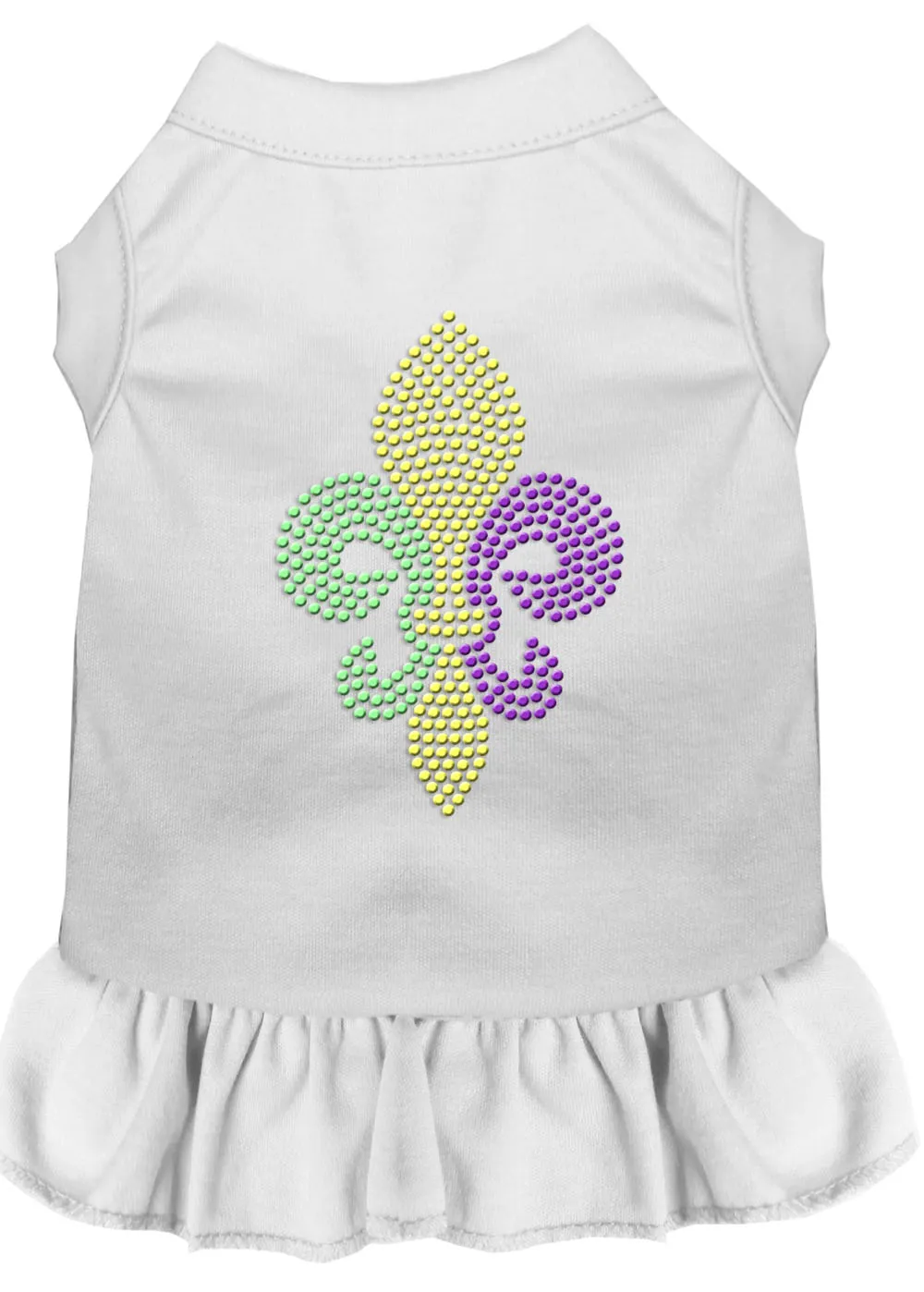 Mardi Gras Fleur De Lis Rhinestone Dress White Xxl