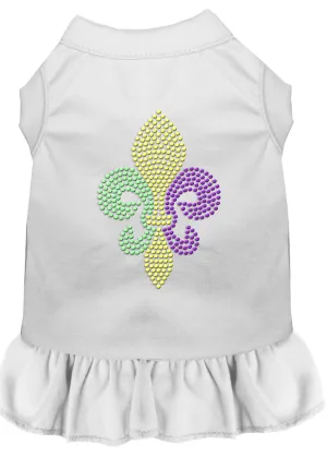 Mardi Gras Fleur De Lis Rhinestone Dress White Xxl