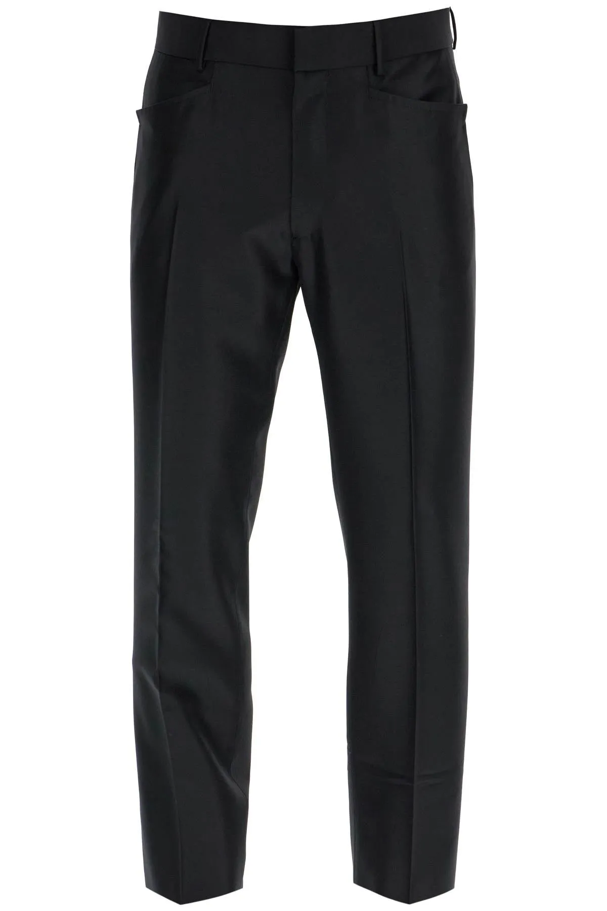 men's black wool and silk regular fit trousers made in italy PLPW01 WSS17 BLACK
