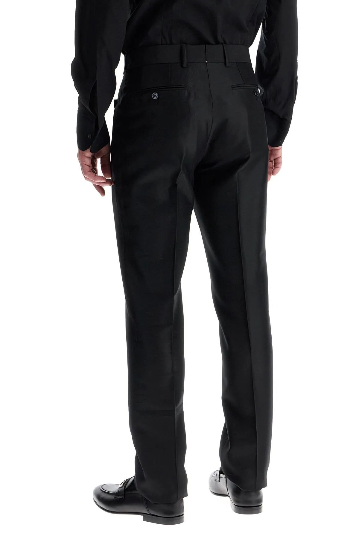men's black wool and silk regular fit trousers made in italy PLPW01 WSS17 BLACK