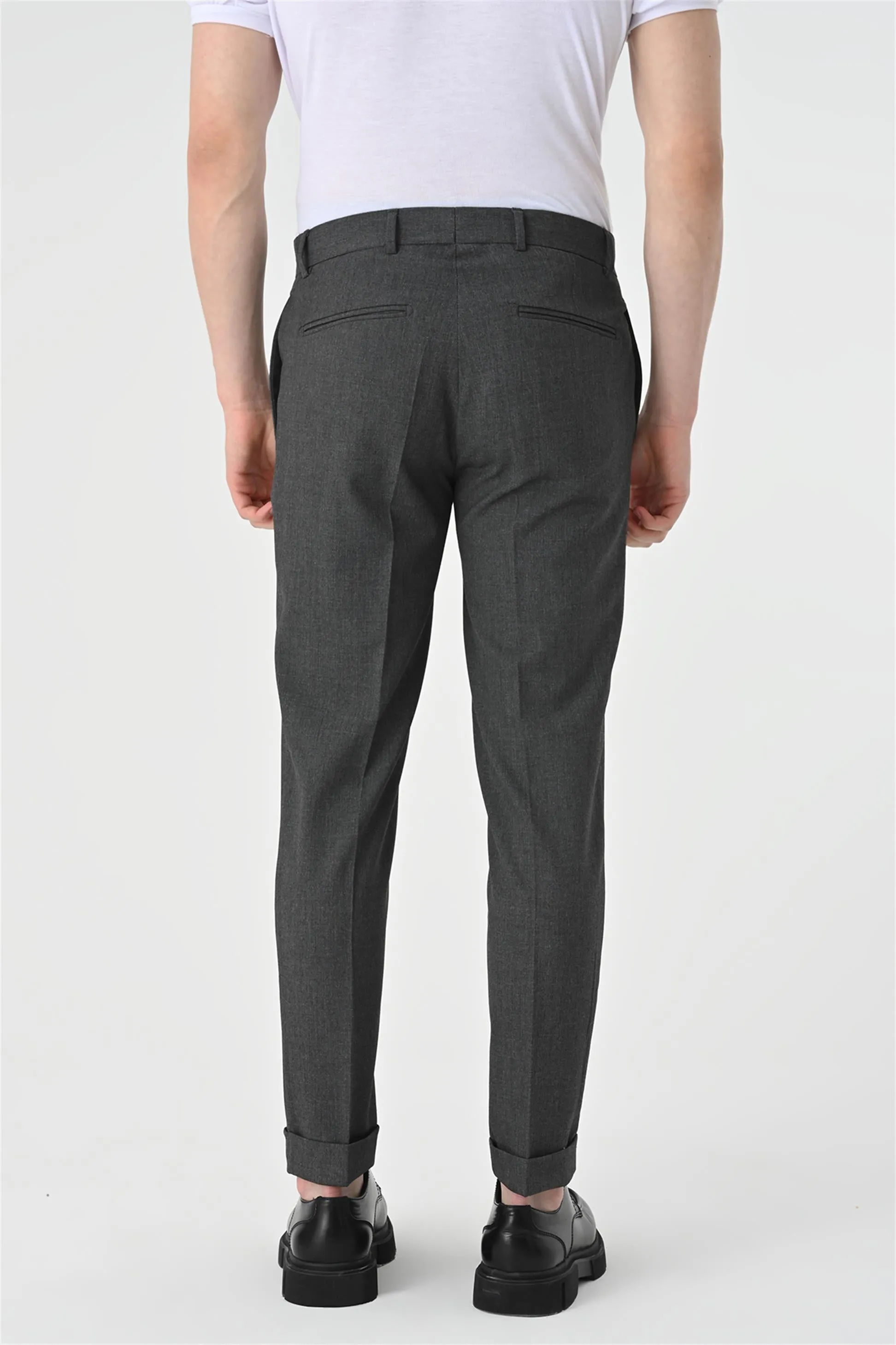 Men's Grey Regular Fit Double Leg  Trousers - Wessi