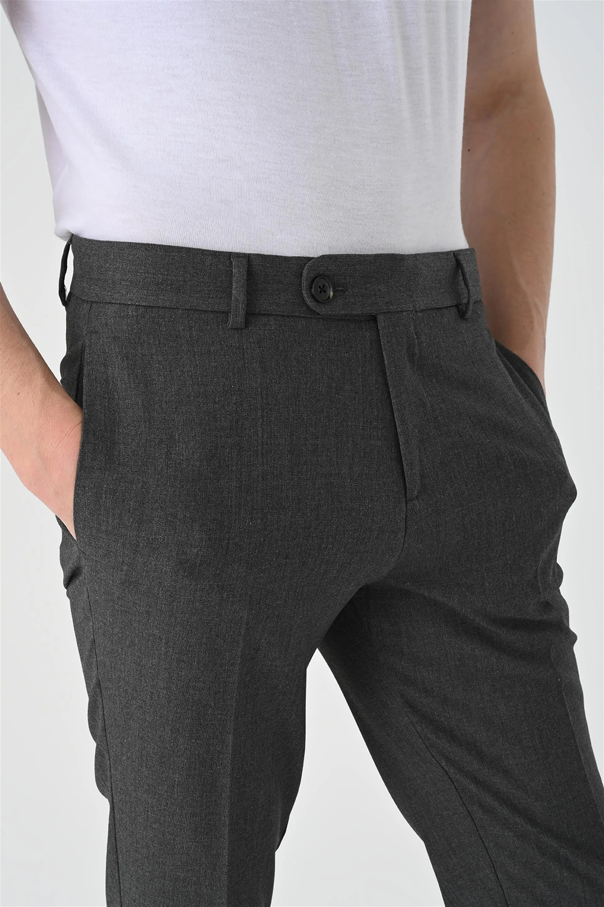 Men's Grey Regular Fit Double Leg  Trousers - Wessi