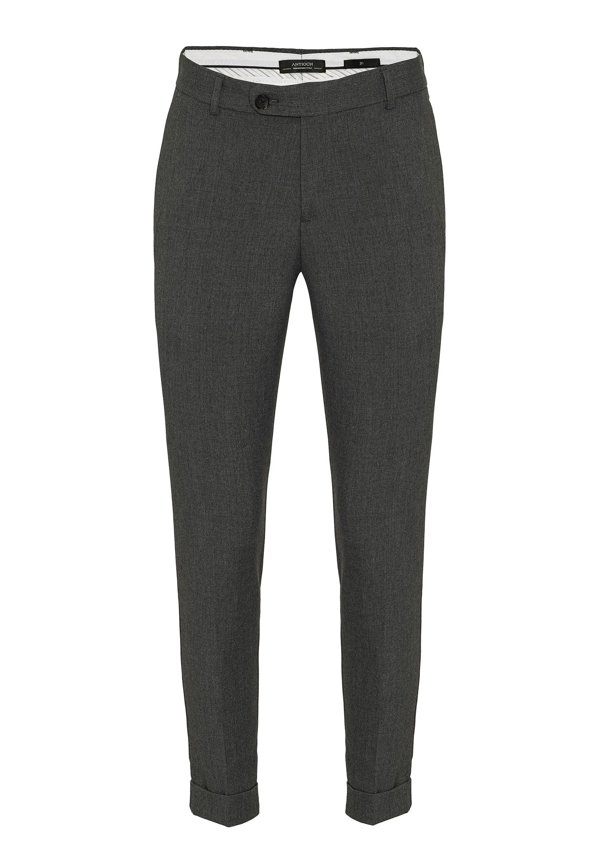 Men's Grey Regular Fit Double Leg  Trousers - Wessi