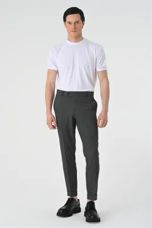 Men's Grey Regular Fit Double Leg  Trousers - Wessi