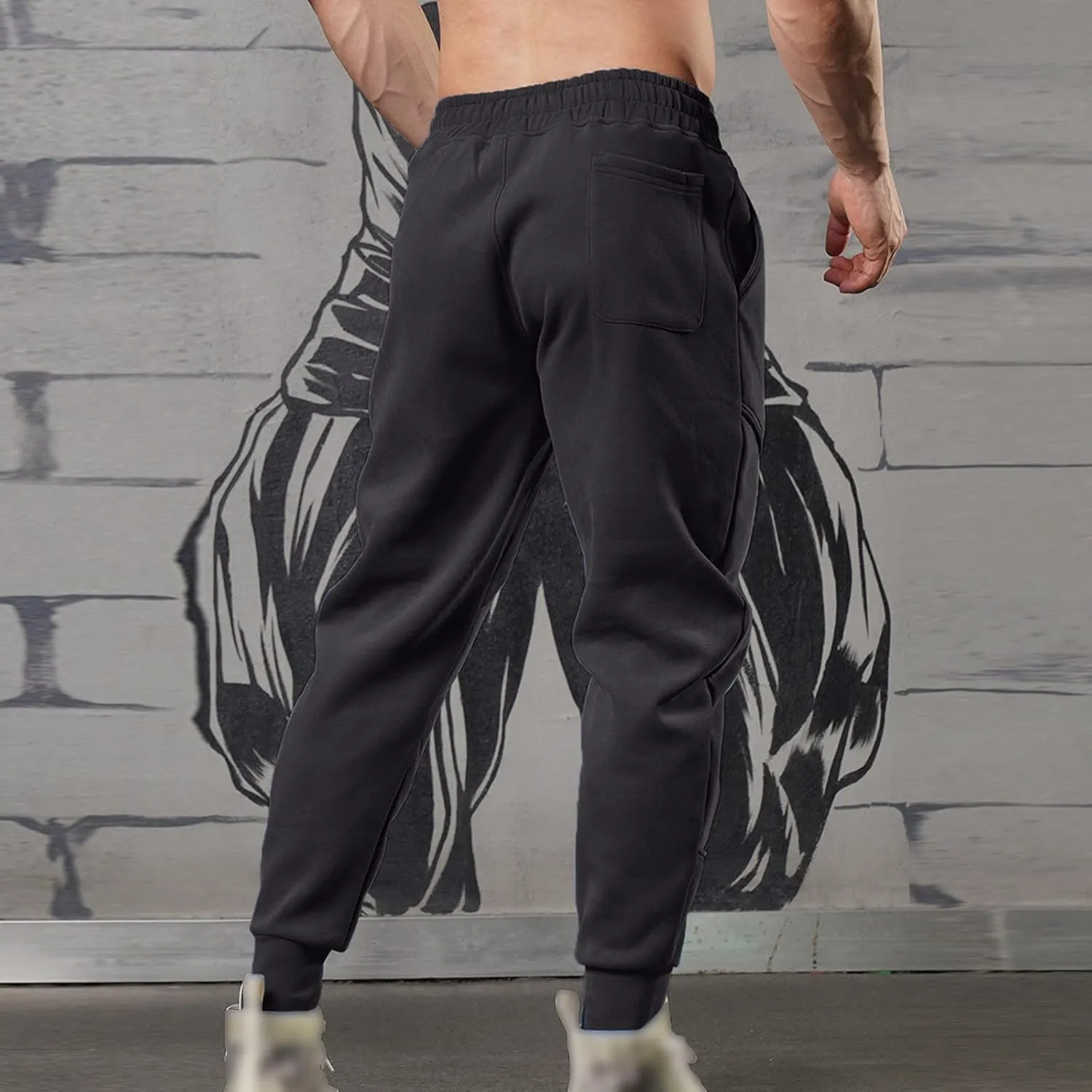 Mens Sweatpants with Pockets Big and Tall Casual Wide Leg Drawstring Open Bottom Sweat Pants Lounge Pants Cargo Pants