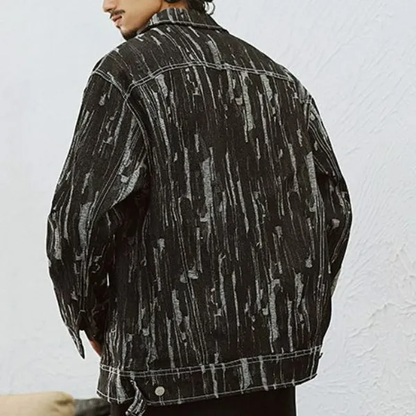 Men's Vintage Loose Ripped Denim Jacket