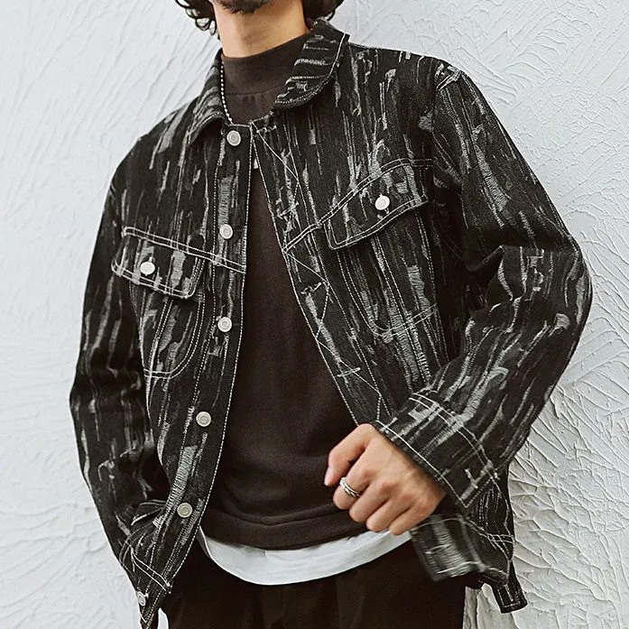 Men's Vintage Loose Ripped Denim Jacket