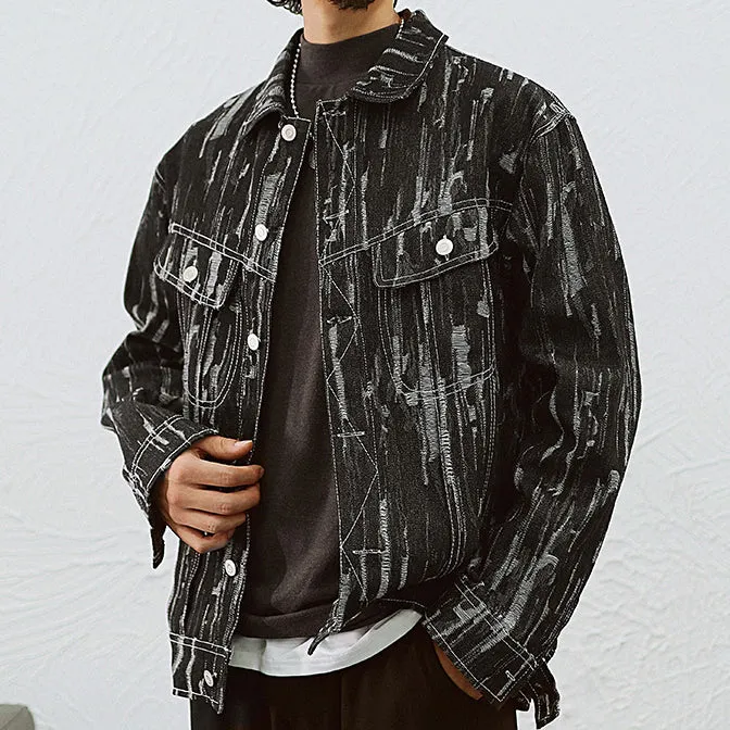 Men's Vintage Loose Ripped Denim Jacket
