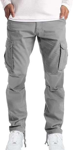Mens Workout Cargo Sweatpants Loose Sports Trousers Work Pants with Pockets Men's Hiking Cargo Pants for Men Joggers