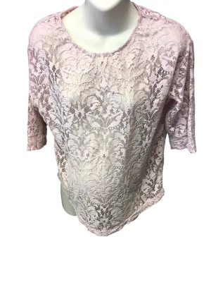 Next Maternity Pink Lace Mesh 3/4 Sleeve Top - Size Maternity UK 10