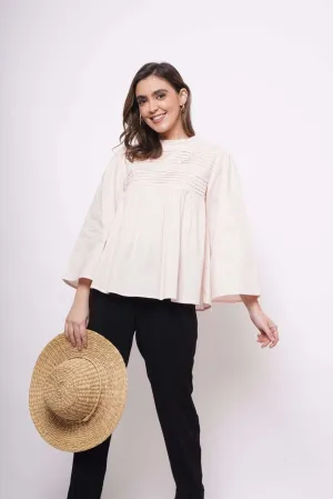 Office Wear Pintuck Light Pink Top