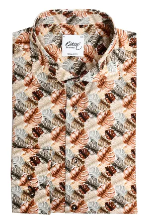 Orange printed slim fit shirt