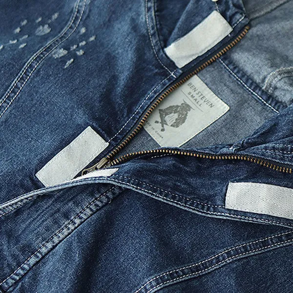 Oversized Big Pocket Retro Loose Denim Hoodie