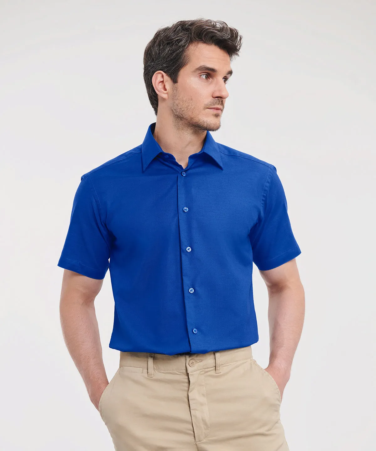 Oxford Blue - Short sleeve easycare tailored Oxford shirt