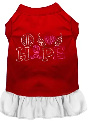 Peace Love Hope Breast Cancer Rhinestone Pet Dress Red With White Xl
