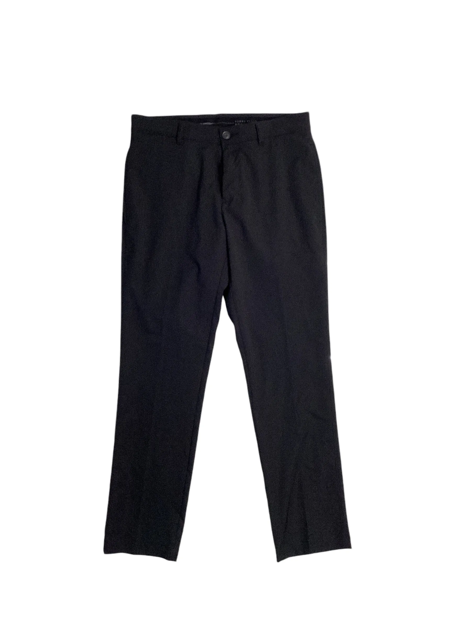 Perry Ellis Portfolio Mens Slim Fit Solid Stretch Flat Front Pants Black 30 x 29