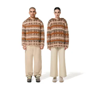 PIN CHECK HOODIE - BROWN