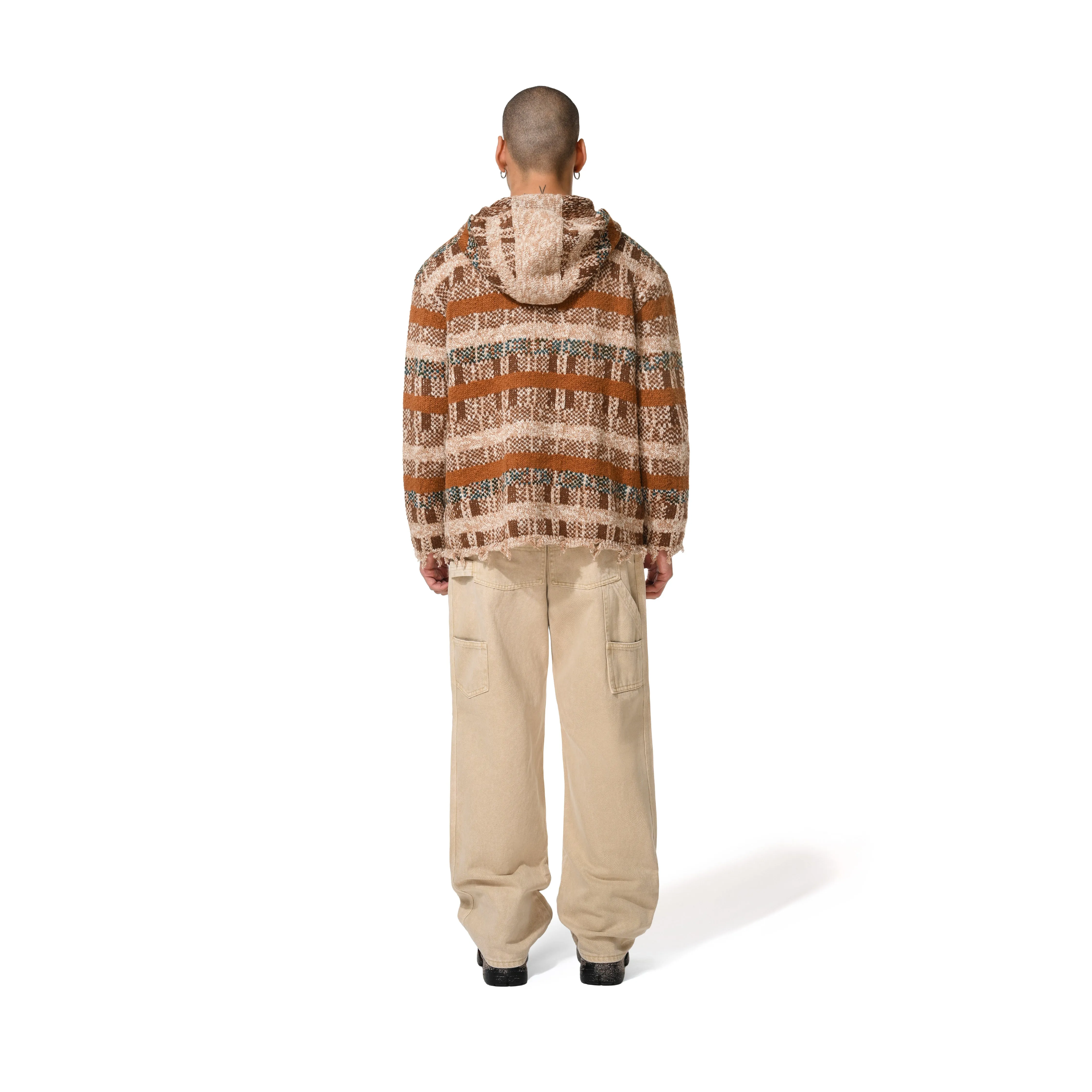 PIN CHECK HOODIE - BROWN