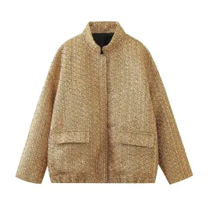 Pre Order:  Gold Sequined Snap Buttons Jacket