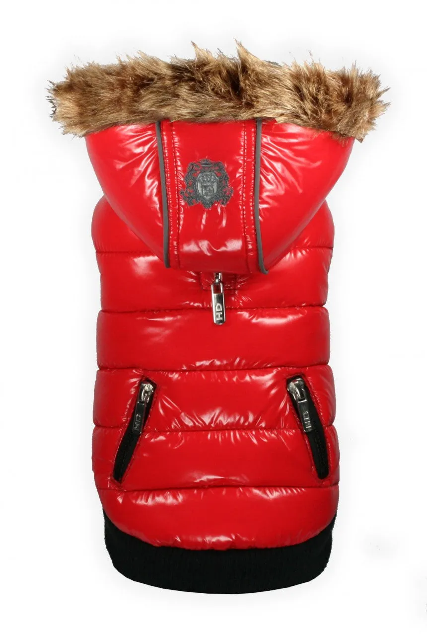RED ELITE REFLECTIVE DOG COAT PUFFER
