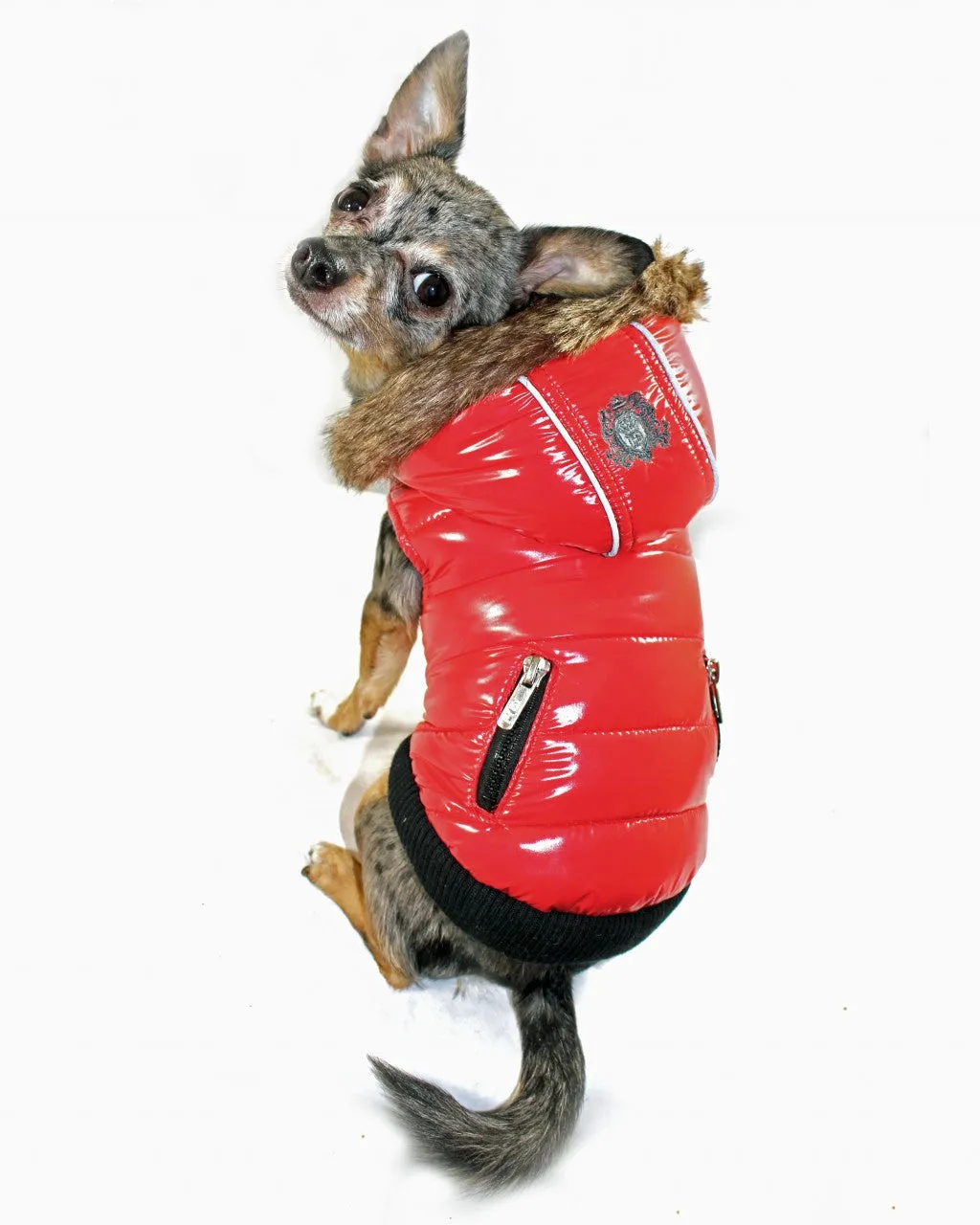 RED ELITE REFLECTIVE DOG COAT PUFFER