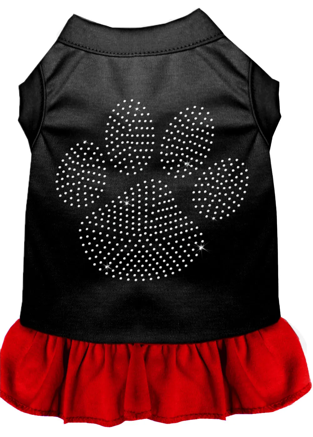 Rhinestone Clear Paw Dress Black With Red Lg
