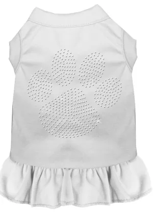 Rhinestone Clear Paw Dress White Xl