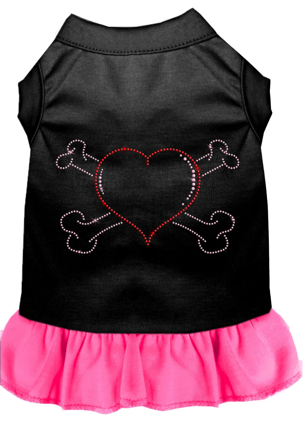 Rhinestone Heart And Crossbones Dress Black With Bright Pink Med