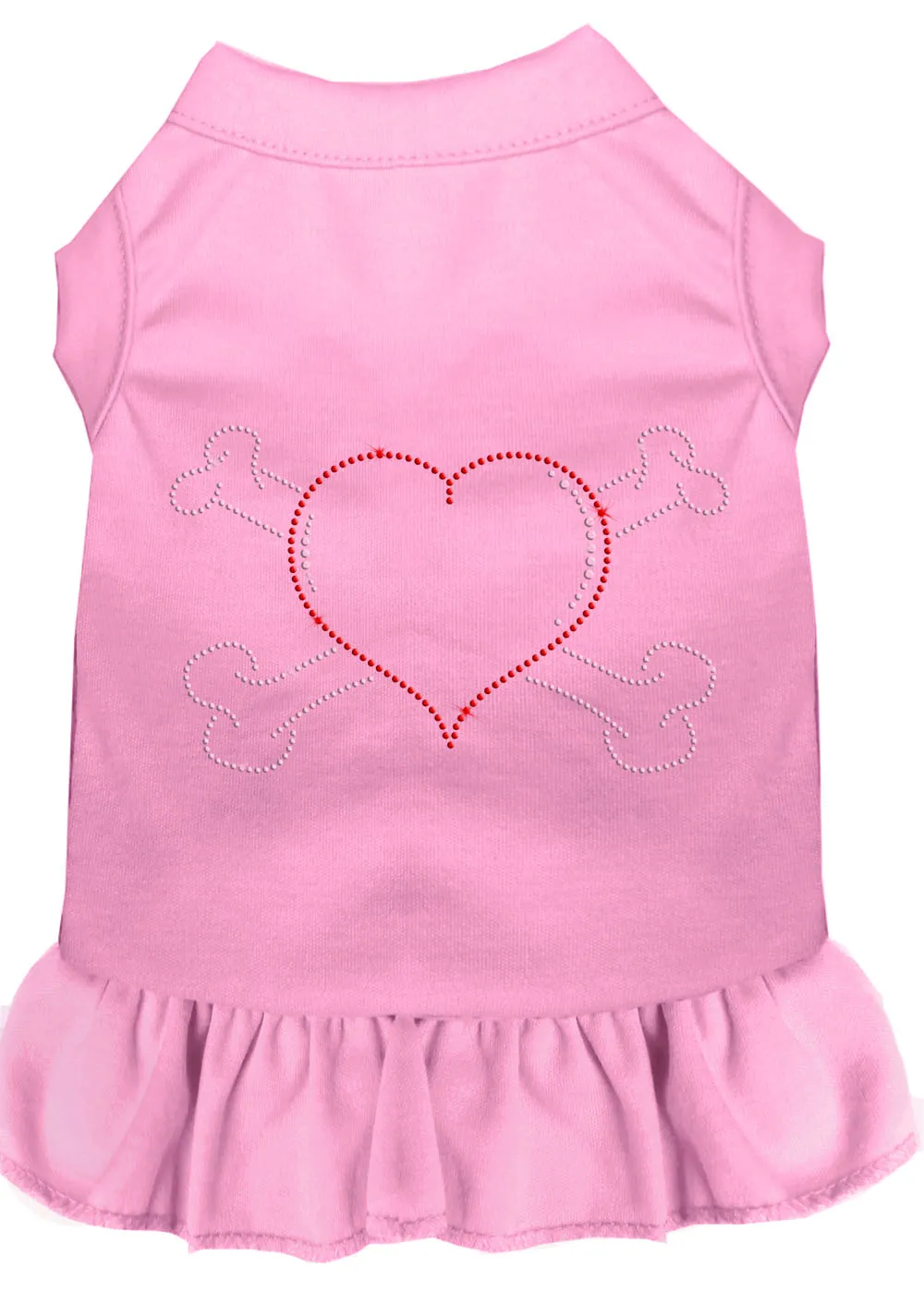 Rhinestone Heart And Crossbones Dress Light Pink Xxxl