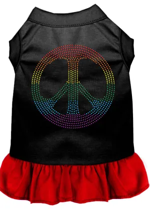 Rhinestone Rainbow Peace Dress Black With Red Lg