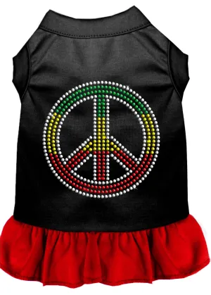 Rhinestone Rasta Peace Dress Black With Red Sm
