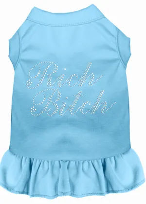 Rhinestone Rich Bitch Dress Baby Blue Xl
