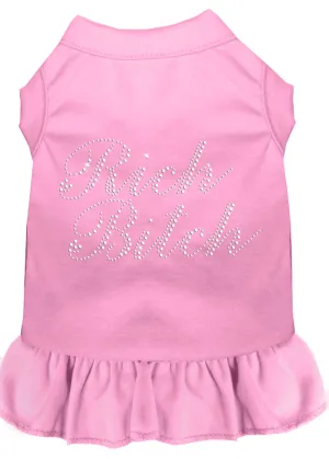 Rhinestone Rich Bitch Dress Light Pink Xxl