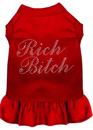 Rhinestone Rich Bitch Dress Red Xs