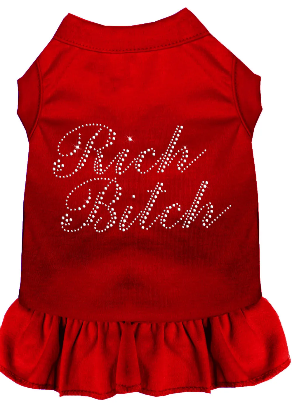 Rhinestone Rich Bitch Dress Red Xs