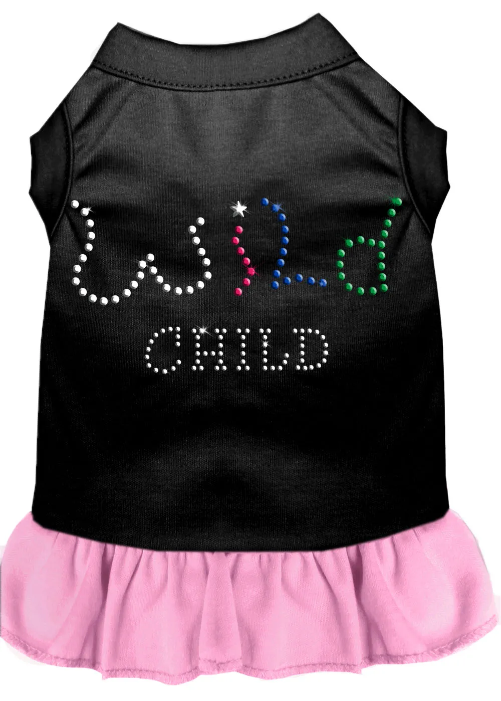 Rhinestone Wild Child Dress Black With Light Pink Sm