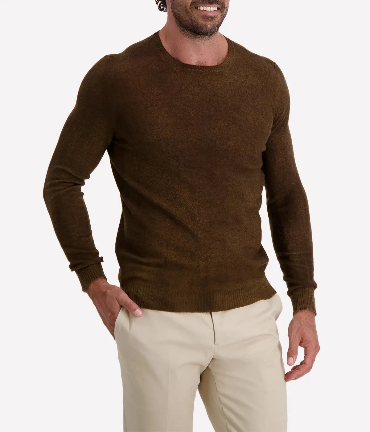 Round Neck Reversible Pullover in Sughero
